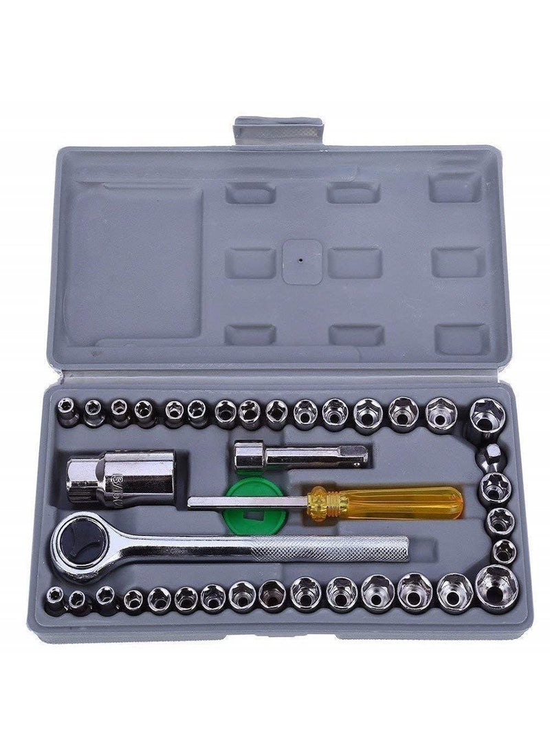 TERXA TERXA 40 In 1 Tool Kit Set Wrench Auto Repairing Tool Kit Set Socket Set Screwdriver Tool Kit Mechanical Repairing Tool Kit Hand Tool Pack of 1Multicolor  - Image 1