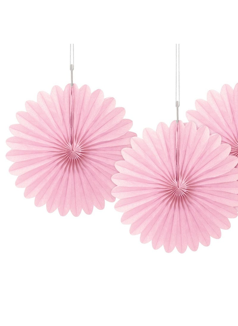 Unique Hanging Rosettes Pink Paper 15cm 3-Pack - Image 1