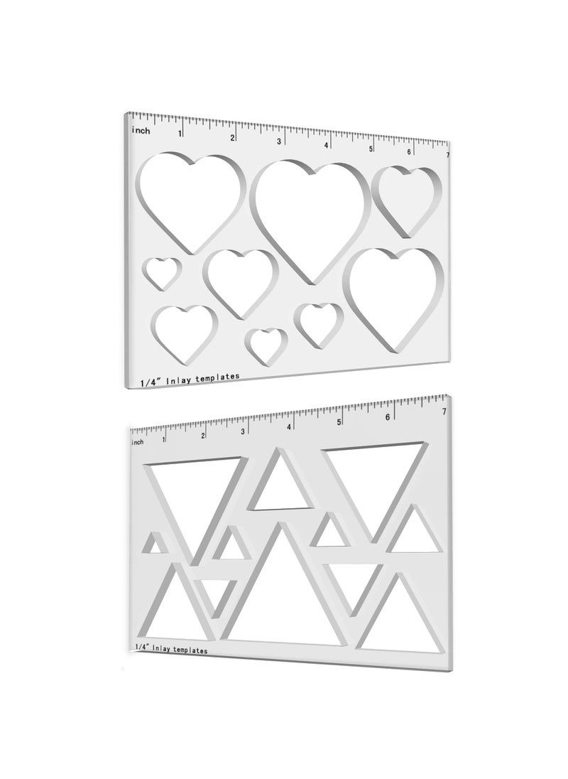 WIMNISV 21 in 2 Heart and Triangle Template Inlay Template Decorative and Router Templates for Woodworking 2 Pc 