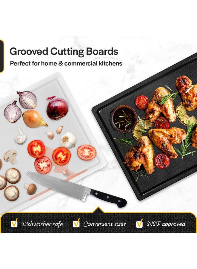 Thirteen Chefs لوح تقطيع بلاستيكي تجاري مع أخدود للعصير - 18 × 12 بوصة لتقطيع اللحم، الشواء، الشواء - 1/2" سمك من بولي إيثيلين عالي الكثافة الأبيض لخدمة الطعام - Image 4