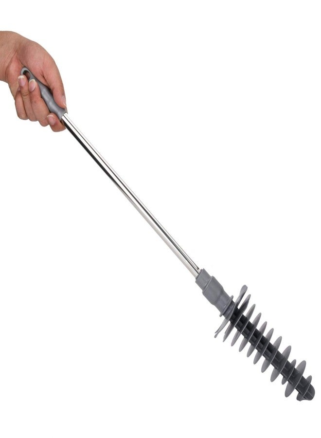 Haofy Toilet Plunger Long Handle Toilet Dredge Bathroom Blockage Unblocker Flexible Head Clog Remover Dredge Tool, Stainless Steel Handle with Wall Hook - Image 1