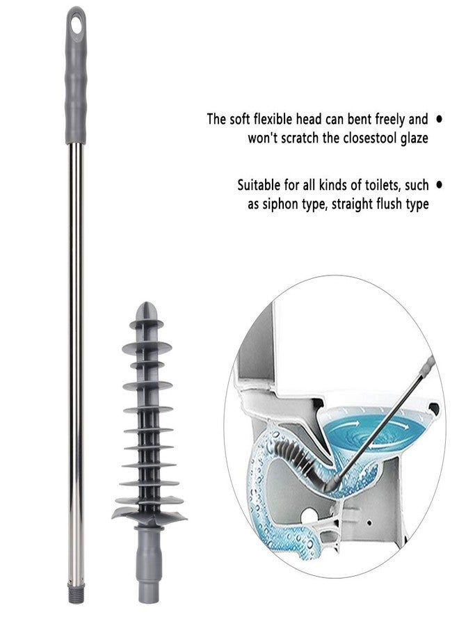 Haofy Toilet Plunger Long Handle Toilet Dredge Bathroom Blockage Unblocker Flexible Head Clog Remover Dredge Tool, Stainless Steel Handle with Wall Hook - Image 3