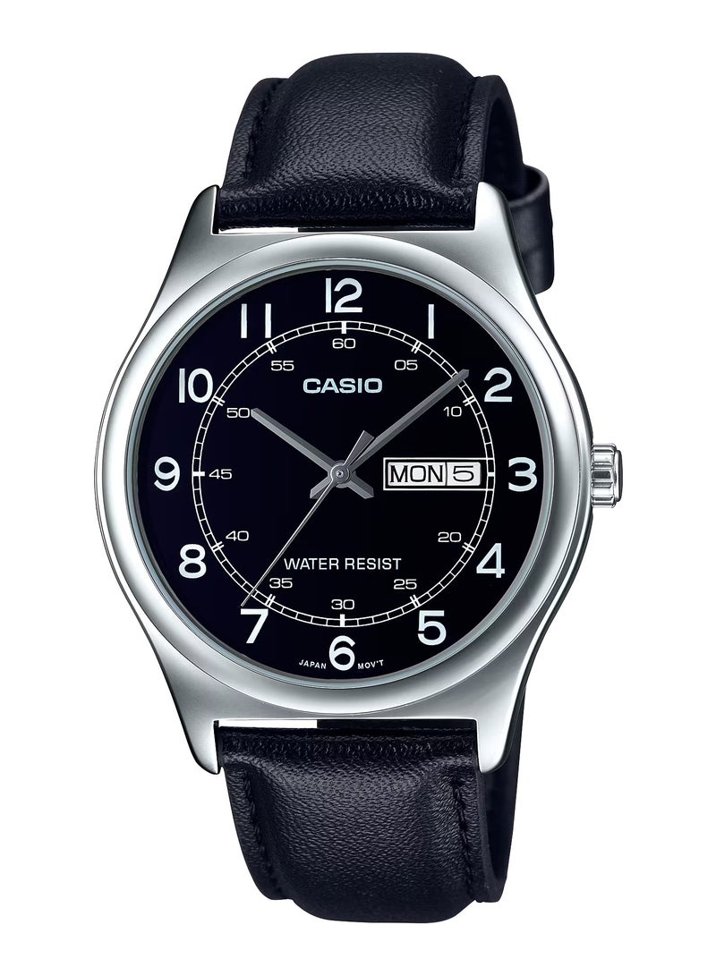 CASIO Men's Leather Analog Wrist Watch MTP-V006L-1B2UDF
