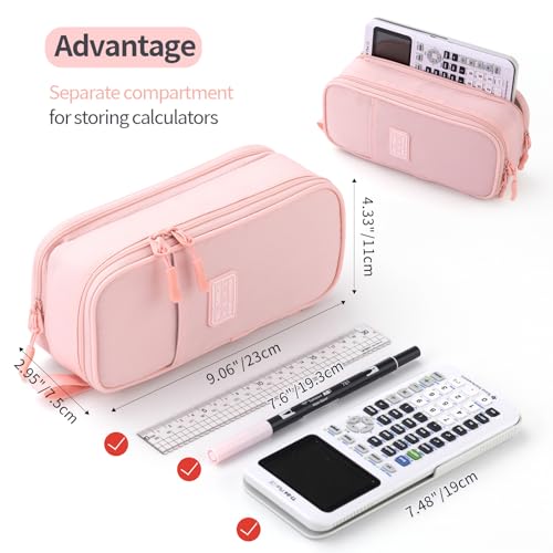 CICIMELON Large Pencil Case Big Storage Pen Pouch Bag with Compartment for School Supplies Office College Teen Boys Girls Adults, Upgraded Pink - Image 3
