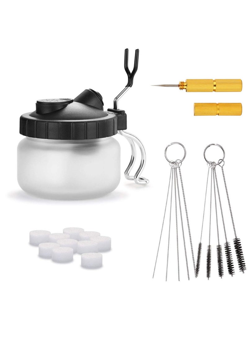 ماركة غير محددة Airbrush Cleaning Kit, Clean Pot Jar with Holder, 3 Pc Filter Cotton, 5pc Needles, Brushes, 1pc Wash Needle  - Image 1