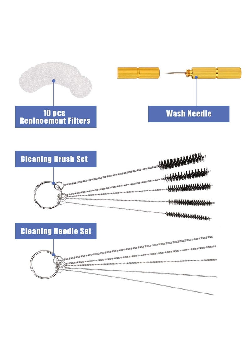 ماركة غير محددة Airbrush Cleaning Kit, Clean Pot Jar with Holder, 3 Pc Filter Cotton, 5pc Needles, Brushes, 1pc Wash Needle  - Image 3
