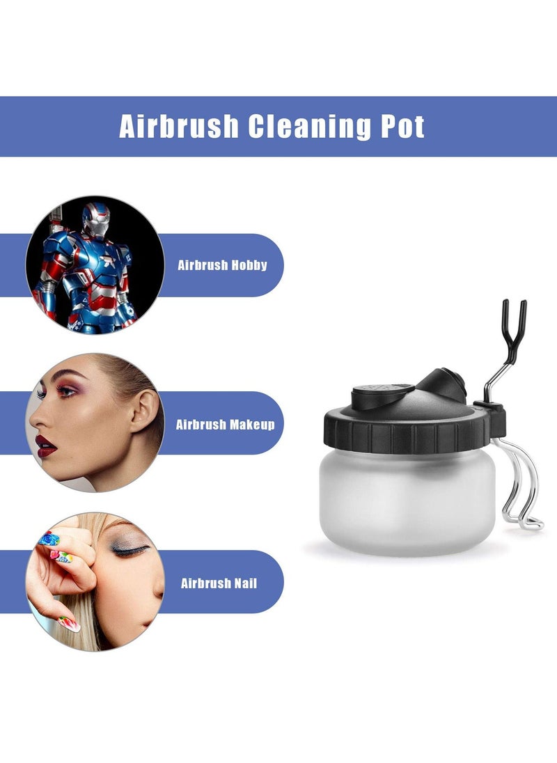 ماركة غير محددة Airbrush Cleaning Kit, Clean Pot Jar with Holder, 3 Pc Filter Cotton, 5pc Needles, Brushes, 1pc Wash Needle  - Image 2