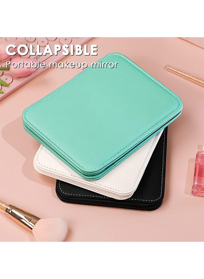 DUNISO Portable Folding Makeup Mirror, PU Leather Cushioned Cover Vanity Mirror with Stand for Travel Outing Tabletop Personal ，black  - Image 2