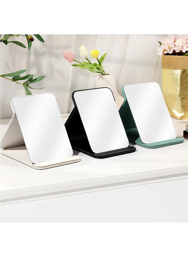 DUNISO Portable Folding Makeup Mirror, PU Leather Cushioned Cover Vanity Mirror with Stand for Travel Outing Tabletop Personal ，black  - Image 5