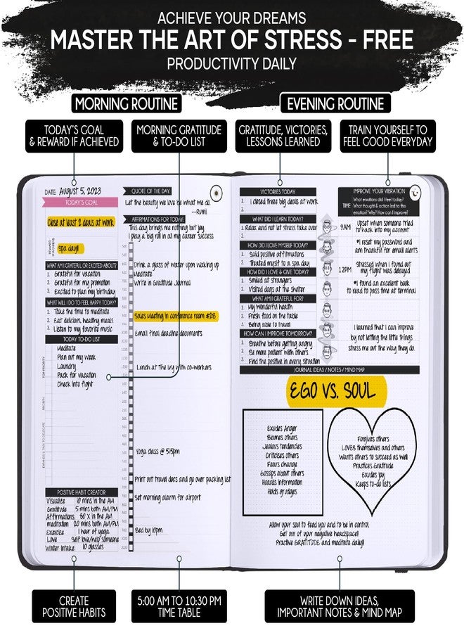 Freedom Mastery Gratitude Journal for Women & Men - 5 Minute Self Care Journal | 90-Day Undated Daily Planner for Positivity, Affirmations & Manifestation | Guided Mindfulness, Reflection | Vision Board + Stickers - Image 4