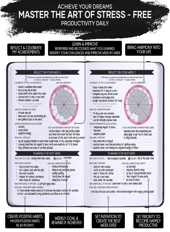 Freedom Mastery Gratitude Journal for Women & Men - 5 Minute Self Care Journal | 90-Day Undated Daily Planner for Positivity, Affirmations & Manifestation | Guided Mindfulness, Reflection | Vision Board + Stickers - Image 5