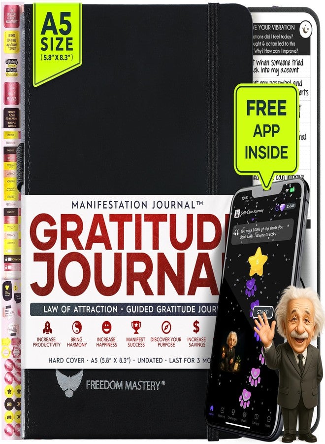 Freedom Mastery Gratitude Journal for Women & Men - 5 Minute Self Care Journal | 90-Day Undated Daily Planner for Positivity, Affirmations & Manifestation | Guided Mindfulness, Reflection | Vision Board + Stickers - Image 1