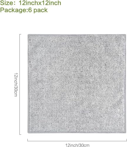 SINLAND Microfiber Face Towels Ultra Soft Facial Washcloths Face Cloth for Bath 12Inch x 12Inch 6 Pack Grey - Image 2