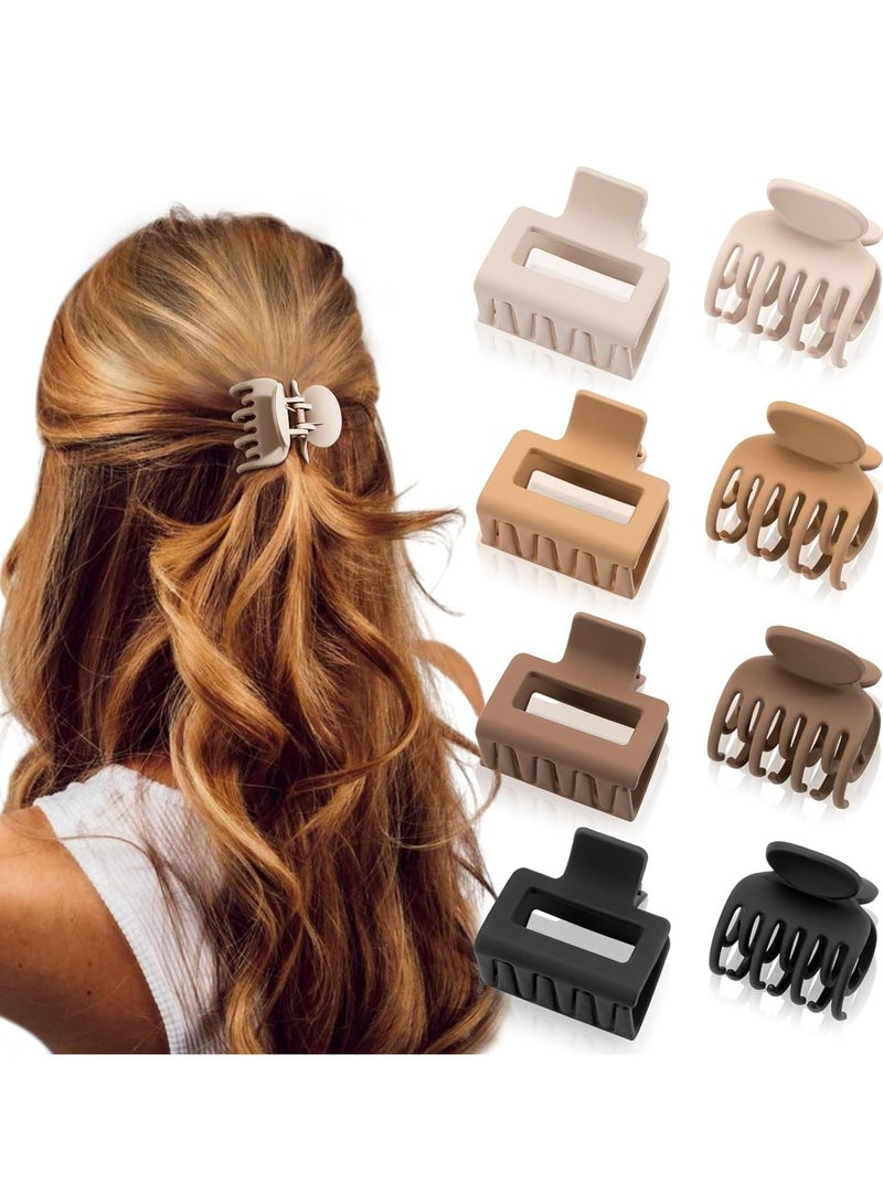 Goolsky 8Pcs Medium Claw Hair Clips For Women, Matte Rectangle Or Double Row Teeth Hair Claw Clips For Thin/Medium Fine Hair, Non Slip Jaw Clips - Image 1
