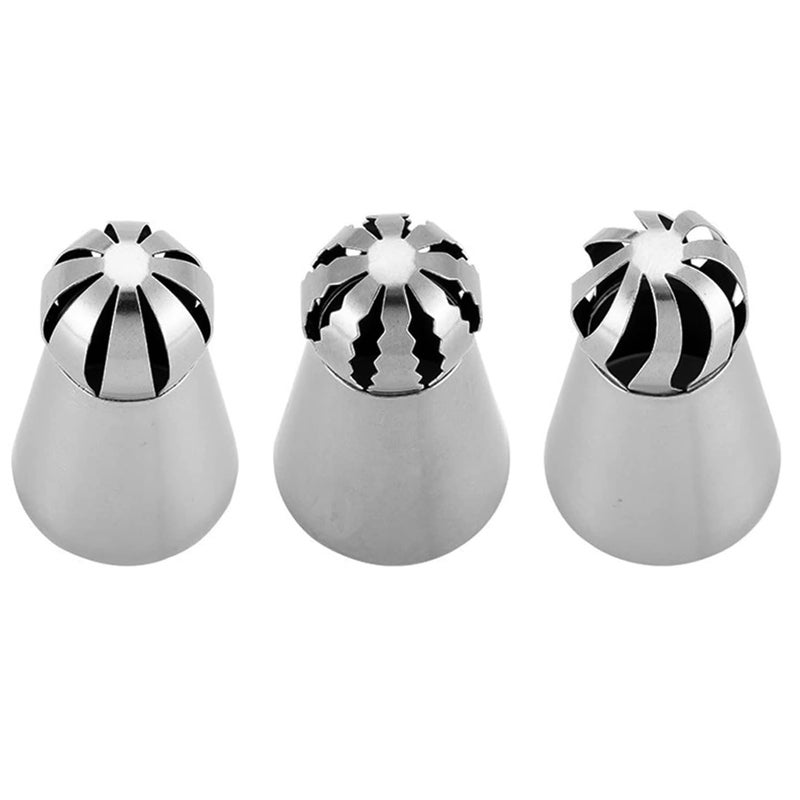 Suuker Suuker Ball Russian Piping Tips Lace Mold Pastry Cake Decorating Tool Stainless Steel Cream Butter cream Cake DIY Baking Pastry Tools 3 Pieces 