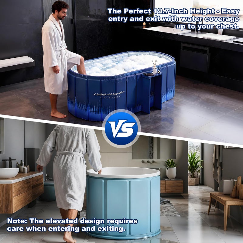 COBOPANDA Portable Bathtub for Adult 47" Large Collapsible Cold Plunge Bathtub Foldable No Installation Ice Bath Tub for Shower Stall, Bathroom Hot SPA Soaking Standing Tub - Image 5