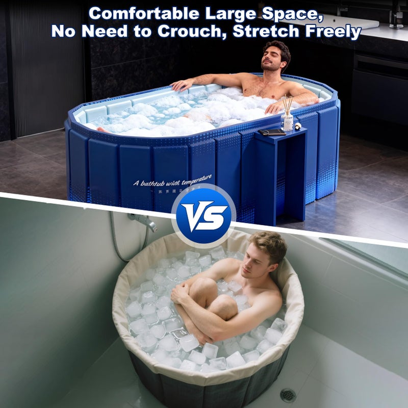 COBOPANDA Portable Bathtub for Adult 47" Large Collapsible Cold Plunge Bathtub Foldable No Installation Ice Bath Tub for Shower Stall, Bathroom Hot SPA Soaking Standing Tub - Image 3