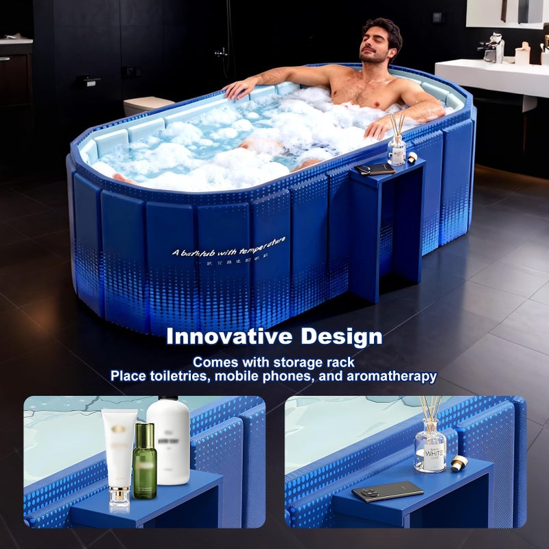 COBOPANDA Portable Bathtub for Adult 47" Large Collapsible Cold Plunge Bathtub Foldable No Installation Ice Bath Tub for Shower Stall, Bathroom Hot SPA Soaking Standing Tub - Image 2