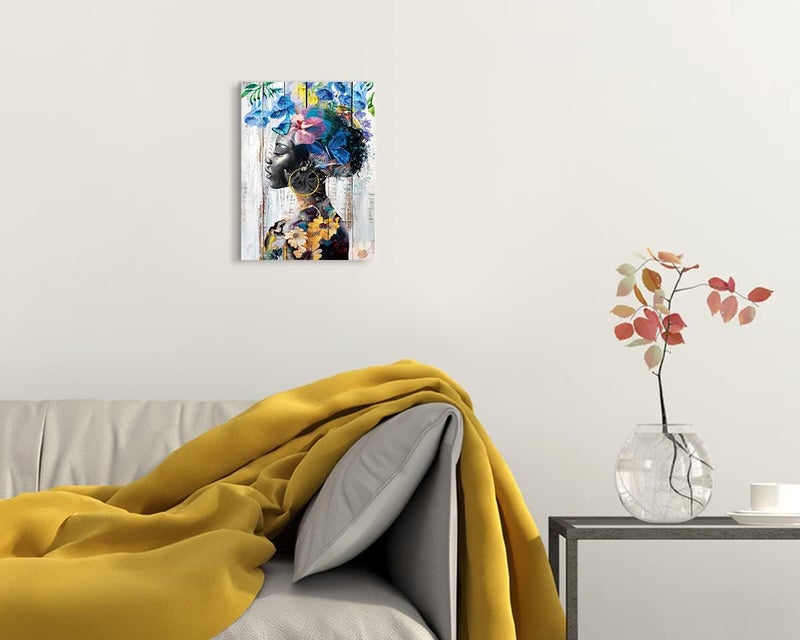 PENNLYNN African American Wall Art Black Queen Woman Flower Art Prints Abstract Canvas Paintings for Wall Decorations Modern Bathroom Bedroom Office Wall Decor for Living Room Home Kitchen Aesthetic Artwork - Image 4
