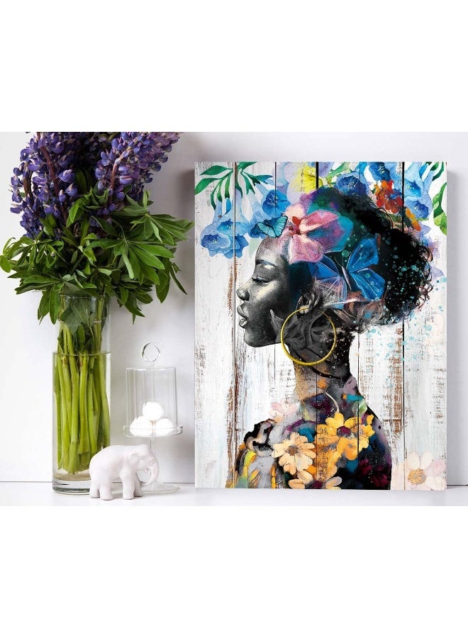 PENNLYNN African American Wall Art Black Queen Woman Flower Art Prints Abstract Canvas Paintings for Wall Decorations Modern Bathroom Bedroom Office Wall Decor for Living Room Home Kitchen Aesthetic Artwork - Image 2