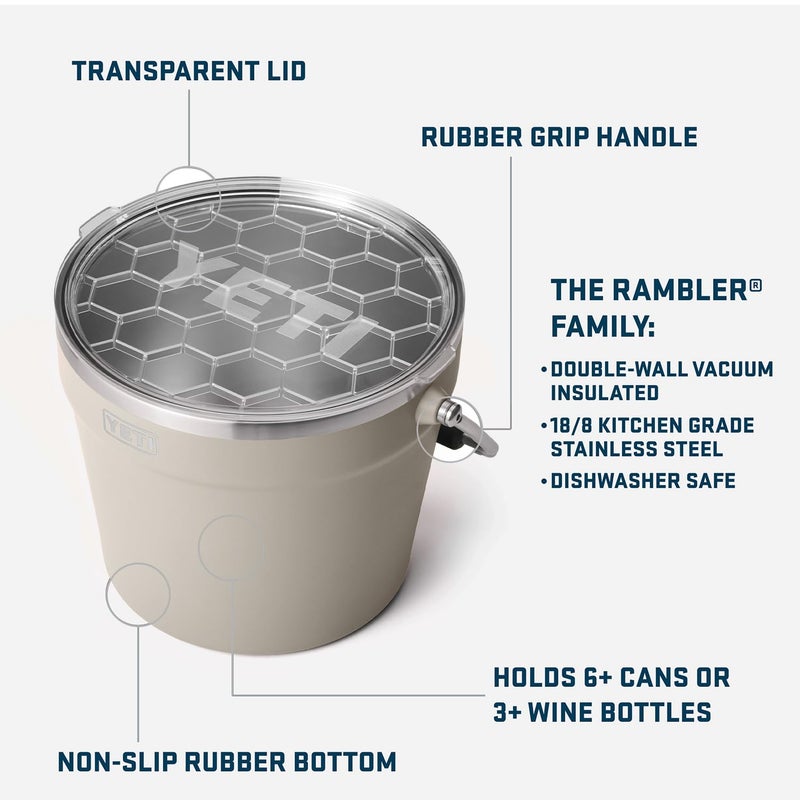 YETI Rambler Beverage Bucket, Double-Wall Vacuum Insulated Ice Bucket with Lid, Cape Taupe - Image 2