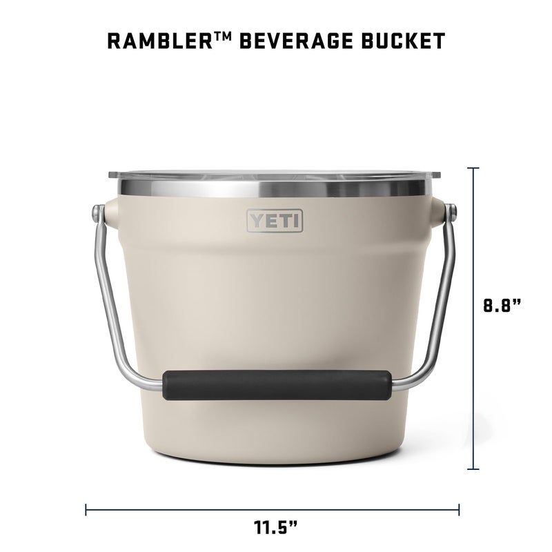 YETI Rambler Beverage Bucket, Double-Wall Vacuum Insulated Ice Bucket with Lid, Cape Taupe - Image 4