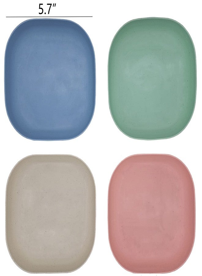 Dadamong 8Pcs Square Wheat Straw Plates Deep Dinner Dishes 5.7 Inches Unbreakable Tableware for Noodle Rice Fruit Cereal Dessert Salad, Dishwasher Microwave Safe Dinnerware - Image 3