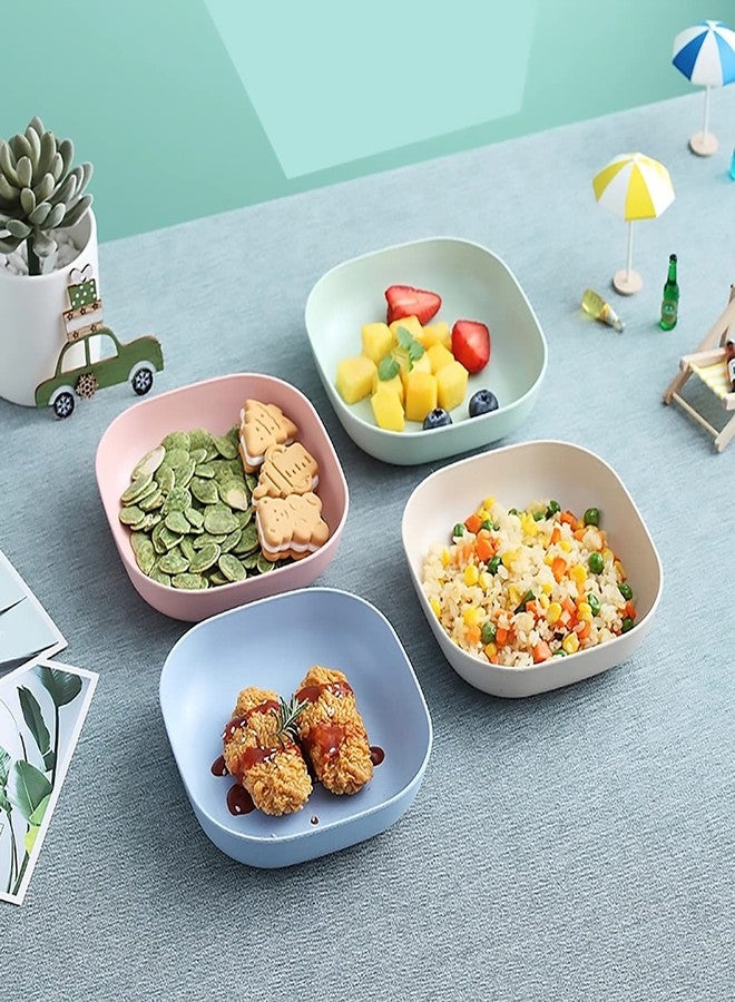 Dadamong 8Pcs Square Wheat Straw Plates Deep Dinner Dishes 5.7 Inches Unbreakable Tableware for Noodle Rice Fruit Cereal Dessert Salad, Dishwasher Microwave Safe Dinnerware - Image 2
