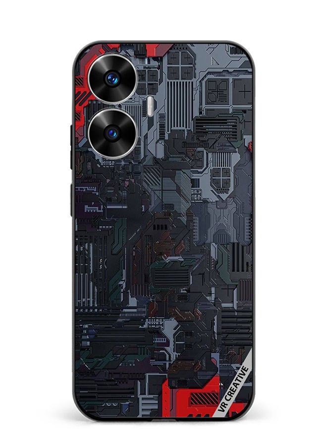 VR CREATIVE Protective Case Cover For Realme C55 Tech Design Multicolour - Image 1