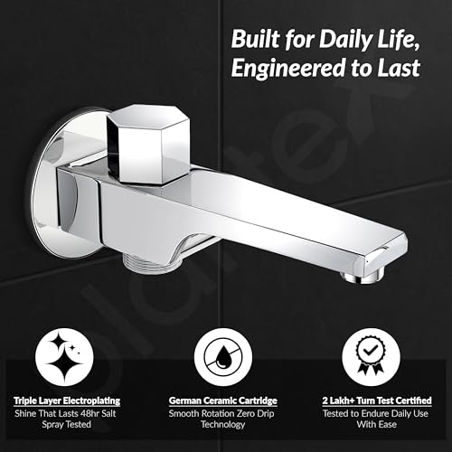 Plantex Spout for Bathroom with Brass Spindle, Wall Flange and Teflon Tape/Button Attachment for Hand Shower-(AC06-Chrome) - Image 3