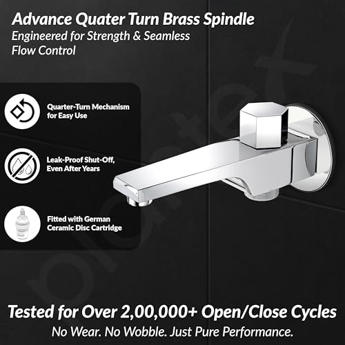 Plantex Spout for Bathroom with Brass Spindle, Wall Flange and Teflon Tape/Button Attachment for Hand Shower-(AC06-Chrome) - Image 2