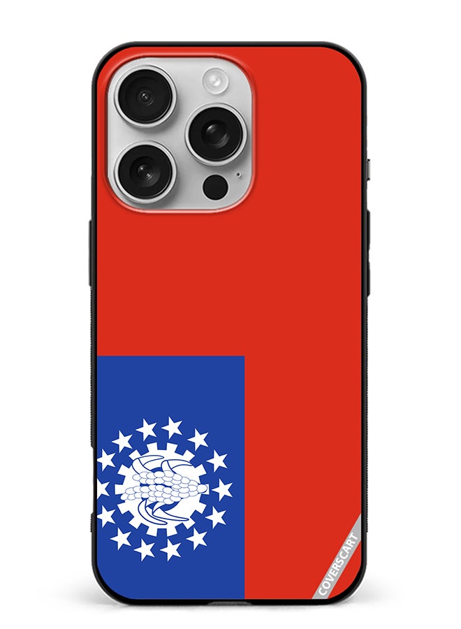 غطاء حماية لجهاز آبل آيفون 16 برو ماكس بتصميم علم ميانمار متعدد الألوان