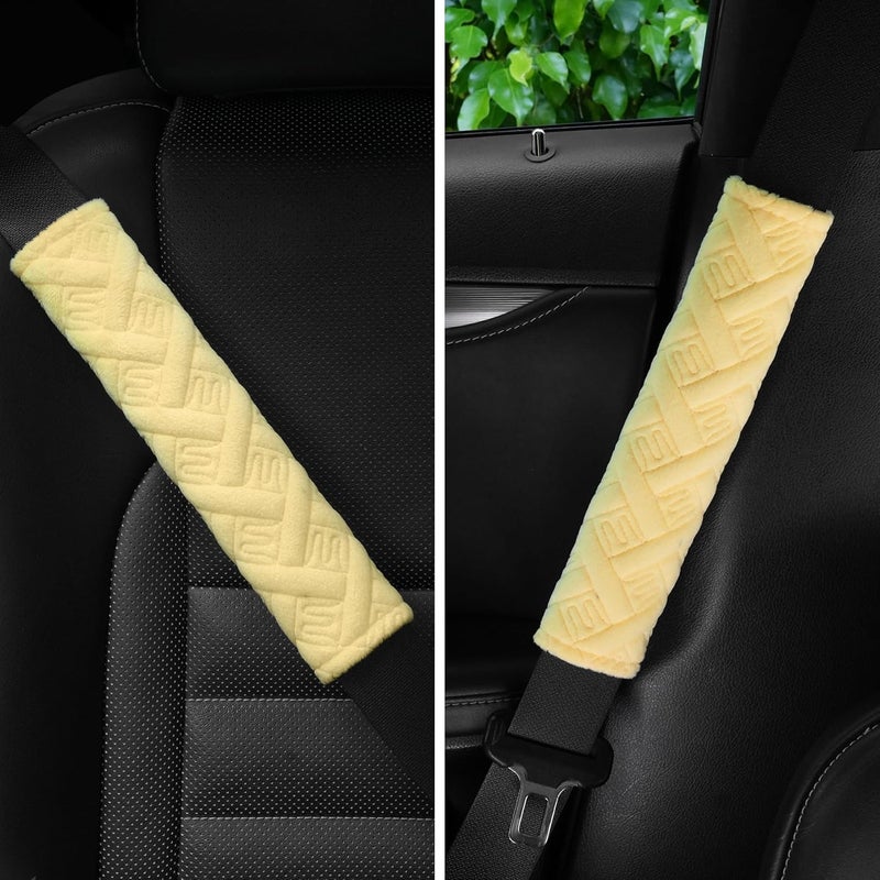 JUSTTOP 2-Pack Universal Car Shoulder Strap Pads Cover for A More Comfortable Driving, Shoulder Strap Covers Harness Pad for Car Interior Accessories(Yellow) - Image 2