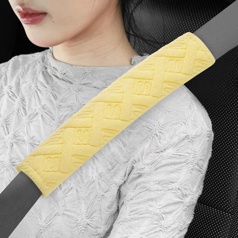 JUSTTOP 2-Pack Universal Car Shoulder Strap Pads Cover for A More Comfortable Driving, Shoulder Strap Covers Harness Pad for Car Interior Accessories(Yellow) - Image 1