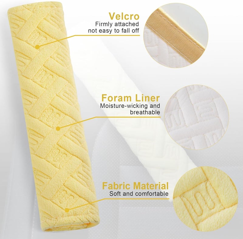 JUSTTOP 2-Pack Universal Car Shoulder Strap Pads Cover for A More Comfortable Driving, Shoulder Strap Covers Harness Pad for Car Interior Accessories(Yellow) - Image 4