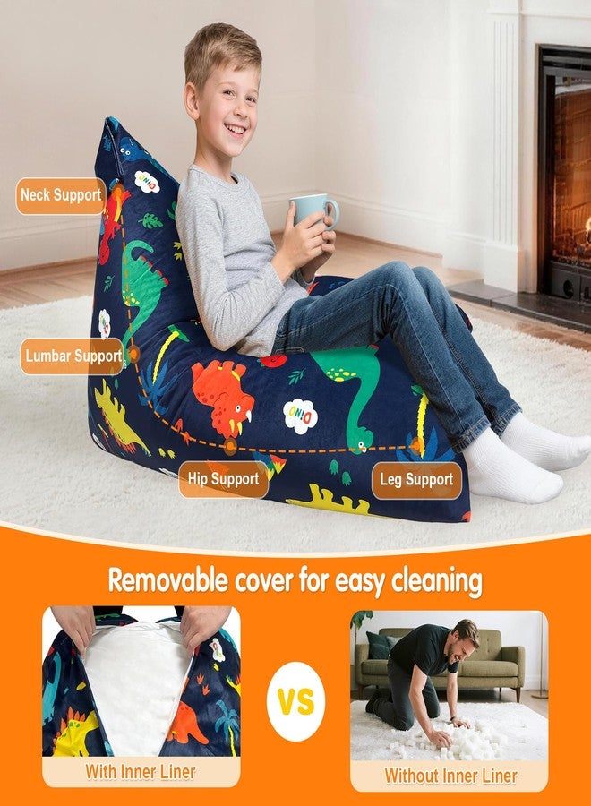 Lukeight Dinosaur Bean Bag Chair for Kids Teens Adults, Memory Foam Bean Bag Sofa with Removable Cover, Cozy Beanbag Chair for Living Room, Lazy Sofa for Gaming and Reading, Large - Image 4