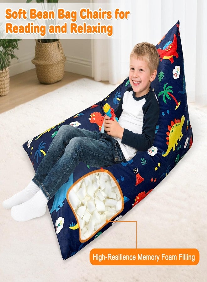 Lukeight Dinosaur Bean Bag Chair for Kids Teens Adults, Memory Foam Bean Bag Sofa with Removable Cover, Cozy Beanbag Chair for Living Room, Lazy Sofa for Gaming and Reading, Large - Image 3