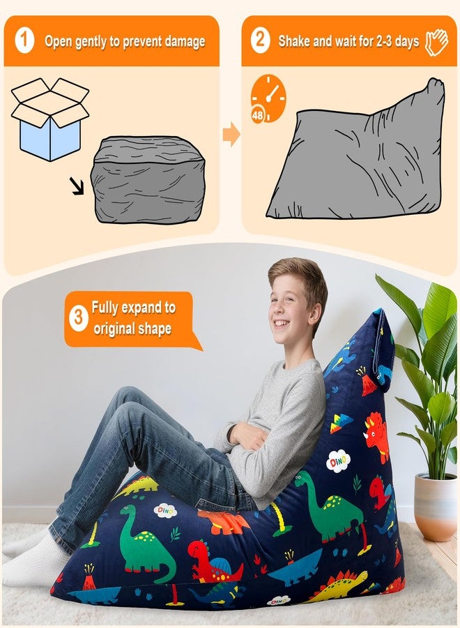 Lukeight Dinosaur Bean Bag Chair for Kids Teens Adults, Memory Foam Bean Bag Sofa with Removable Cover, Cozy Beanbag Chair for Living Room, Lazy Sofa for Gaming and Reading, Large - Image 5
