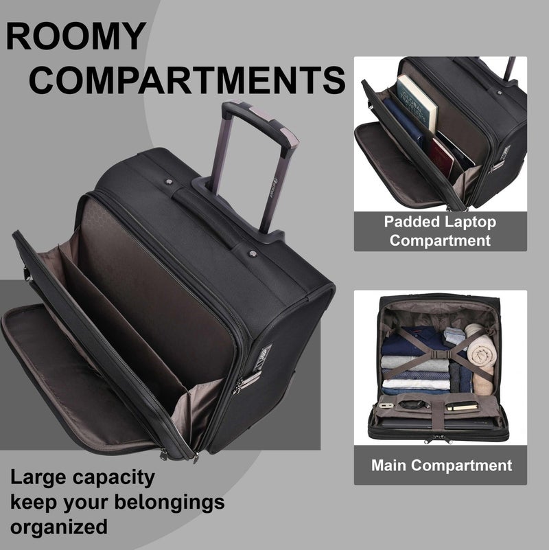 eminent Unisex 17inch Pilot Case 2 Wheel Laptop Trolley with Built-In TSA Lock and Safe Zipper for Business Travel, V422T-SZ-17, Black - Image 4