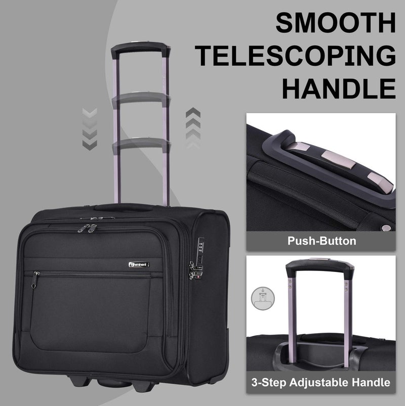 eminent Unisex 17inch Pilot Case 2 Wheel Laptop Trolley with Built-In TSA Lock and Safe Zipper for Business Travel, V422T-SZ-17, Black - Image 3