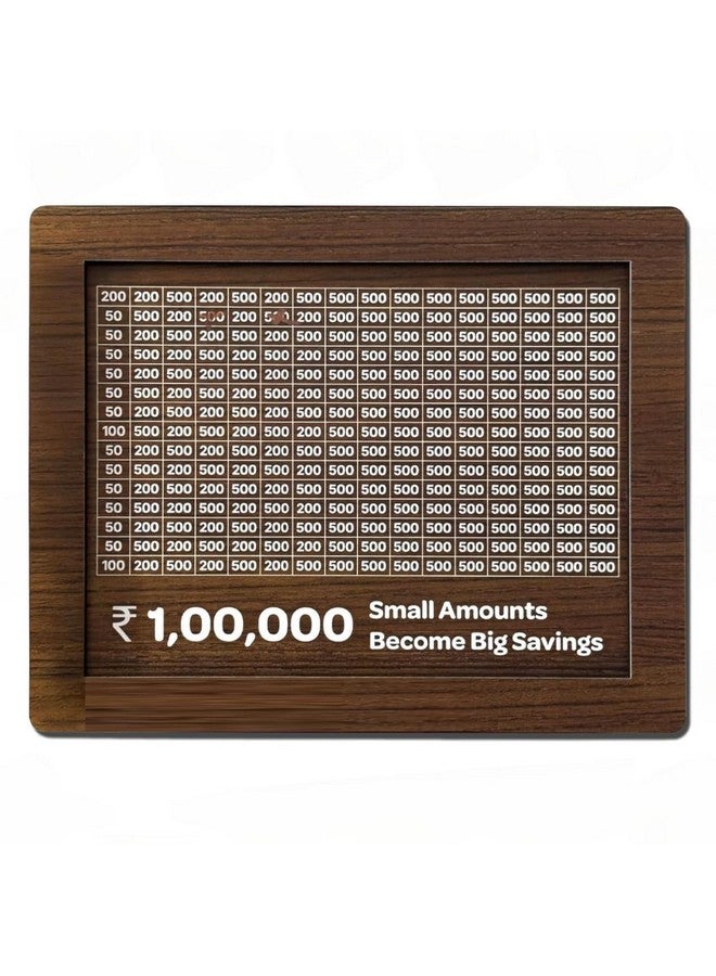 Cable World® Wooden Money Box Money Bank, Countdown Money Saving Box with 100000 Target, Money Box with Money Target and Numbers to Check for Boys Girls (Brown) - Image 1