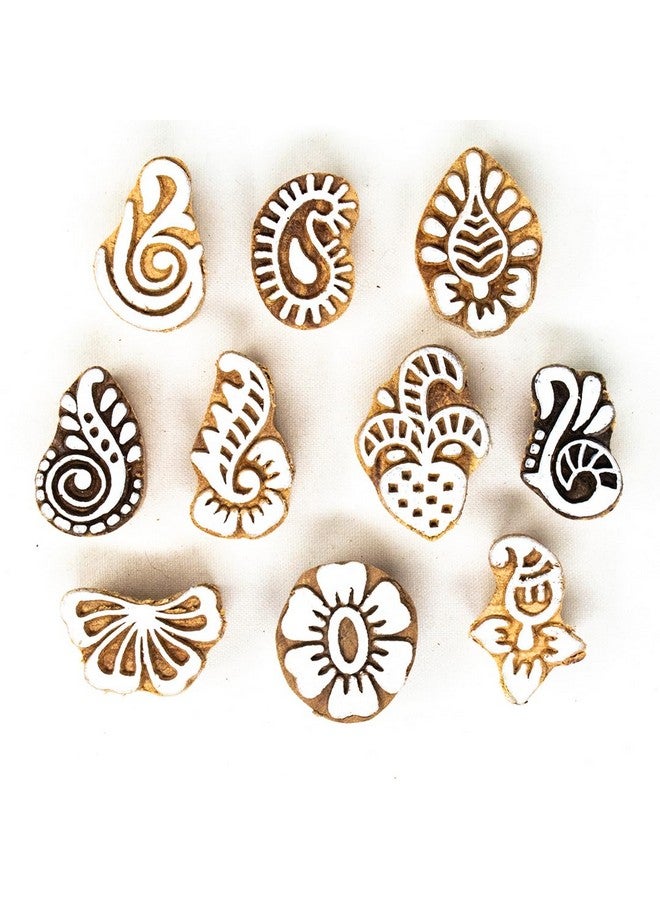 Hashcart Wooden Stamp Block, Printing Stamp Design Set | Block For Printing Saree Border | Dresses, Craft Card Making, Scrapbook, Clay Pottery | Set Of 10 - Image 2