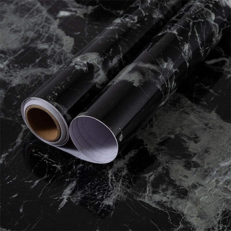 HOLOMEY 16x118 inch Black Marble Contact Paper Peel and Stick Countertop Waterproof Vinyl Glossy Granite Wallpaper Removable Self-Adhesive Film for Kitchen Cabinet Furniture Decoration - Image 4