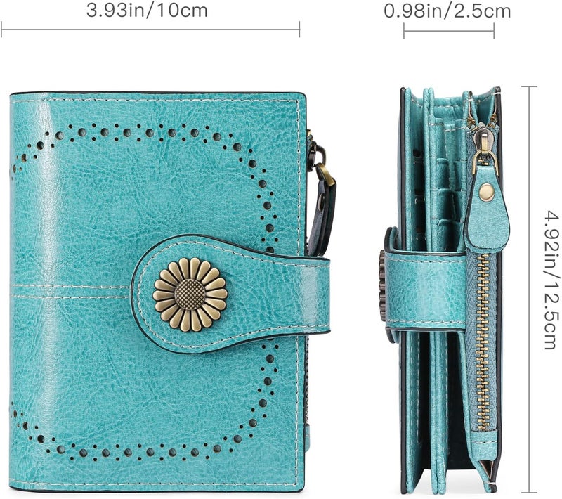 SENDEFN Small Womens Wallet Leather Bifold Card Holder RFID Blocking with Zipper Coin Pocket - Image 4