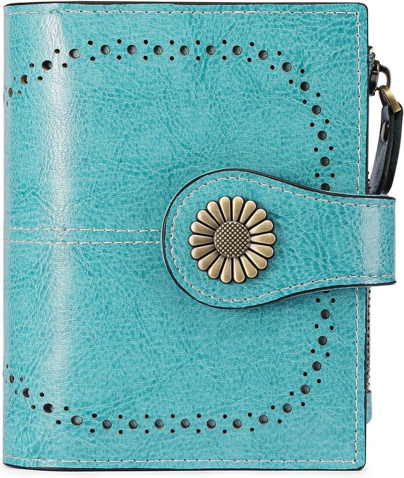SENDEFN Small Womens Wallet Leather Bifold Card Holder RFID Blocking with Zipper Coin Pocket - Image 1