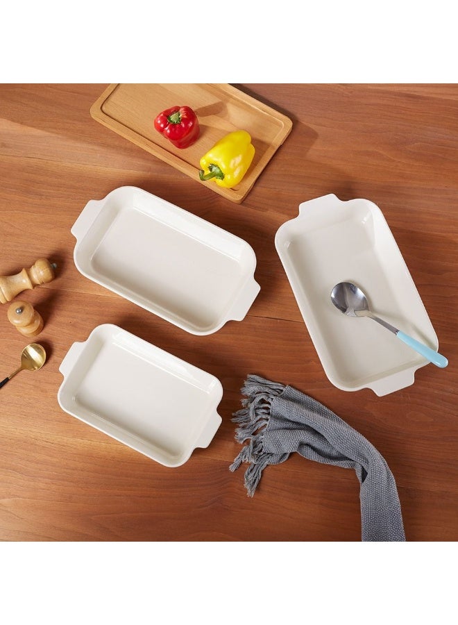 DANUBE HOME Chef's Delight Porcelain 3-Piece Rectangular Baking Dish Set – Durable Oven-Safe Bakeware for Lasagna, Roasting, Casseroles & Serving, Elegant Design for Modern Kitchens - Image 1