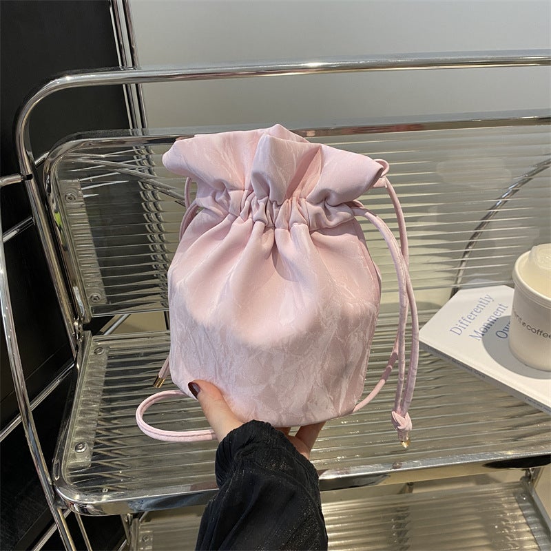 Solid Color Stylish Small Bag Women'S Korean-Style All-Match Ins Bucket Bag Fashionable Shoulder Crossbody Bag - Image 2