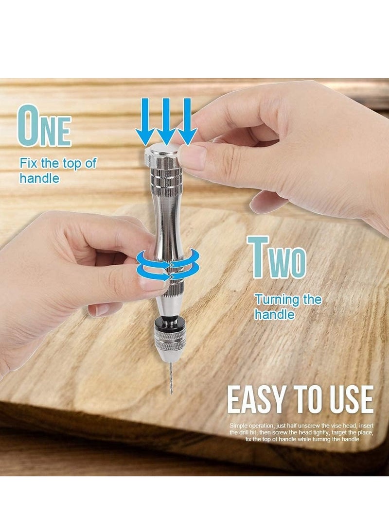 كيلا مثقاب يدوي لقوالب الراتينج، كماشة دبوسية سوداء مقاس 15 سم مع 10 قطع من رؤوس الفولاذ (0.8-3 مم)، لحفر الثقوب في خشب طين البوليمر الإيبوكسي، لصنع سلسلة مفاتيح المجوهرات، رأس صب دقيق (فضي) - Image 4