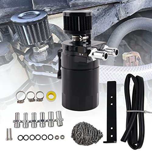 BAGARAATAN Universal Oil Catch Can Tank，Aluminum Oil Separator Catch Can with Breather Filter 300ml（Black） - Image 1