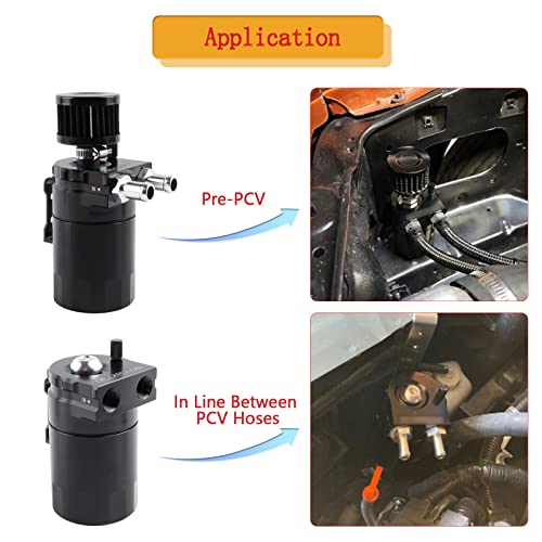 BAGARAATAN Universal Oil Catch Can Tank，Aluminum Oil Separator Catch Can with Breather Filter 300ml（Black） - Image 5